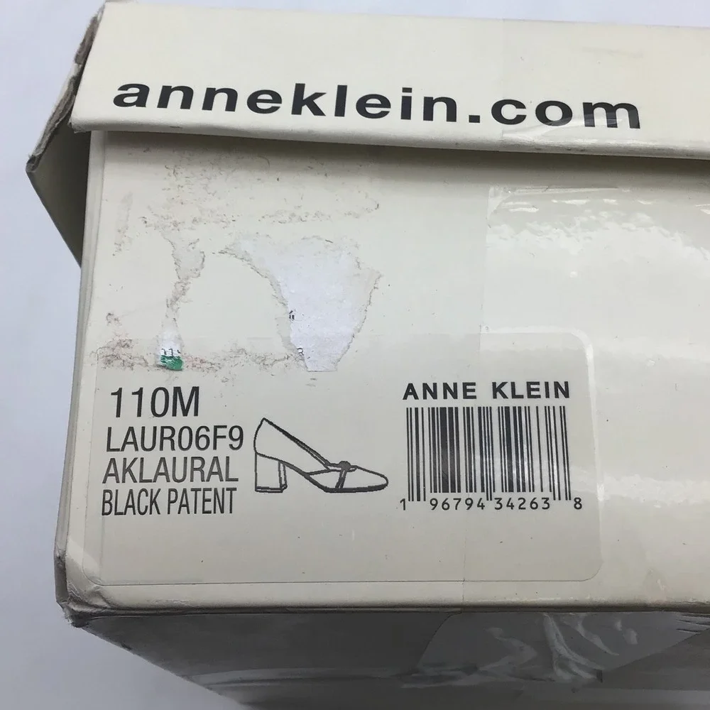 Anne Klein Black Square Toe AKLAURAL Block‎ Heel Mary Jane Pumps Women Size 11